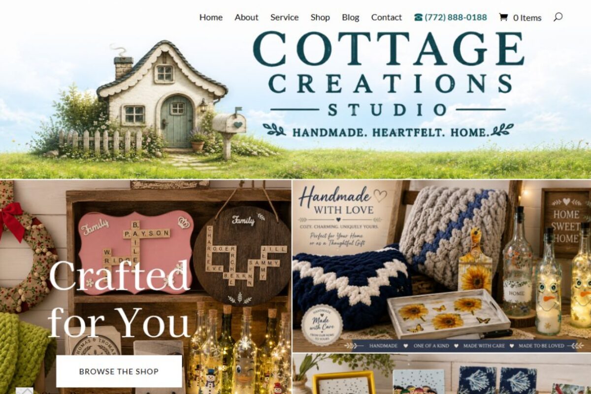 Cottage Creations Studio homepage screenshot Cottage Creations Studio homepage screenshot