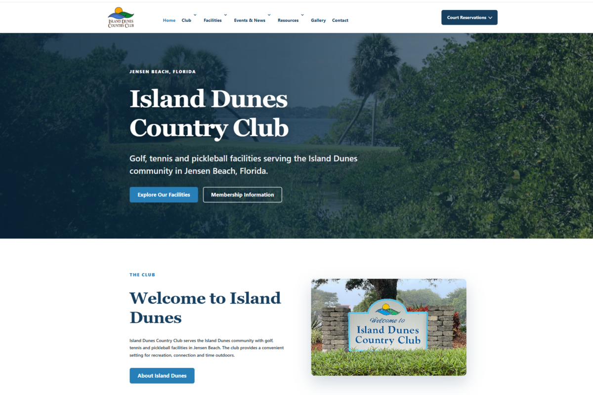 Island Dunes Country Club homepage screenshot Island Dunes Country Club homepage screenshot