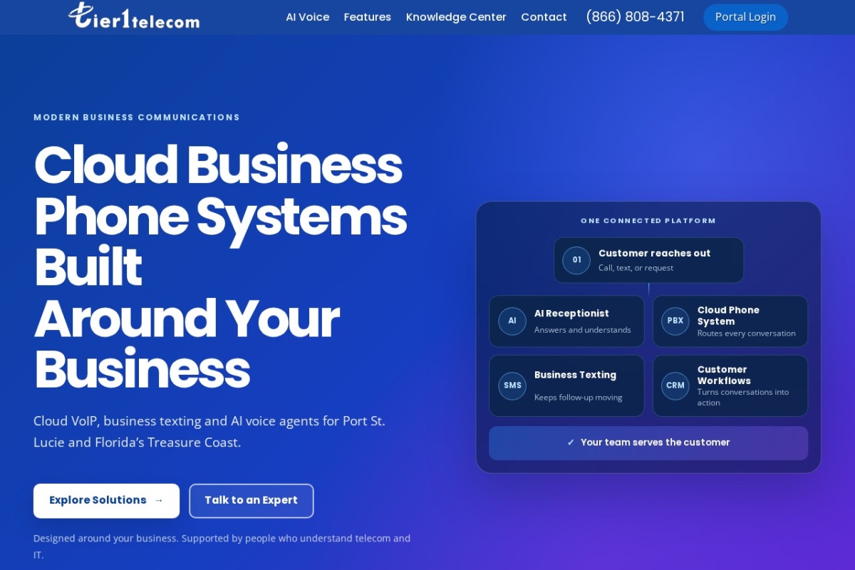Tier 1 Telecom homepage screenshot Tier 1 Telecom homepage screenshot